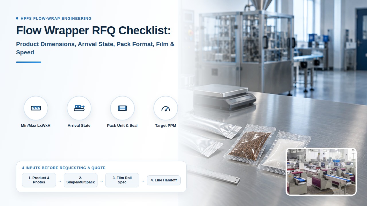 Flow Wrapper Requirements Checklist: Engineering URS, Film & Forming-Box Sizing, Infeed Pitch, and FAT Acceptance Protocol